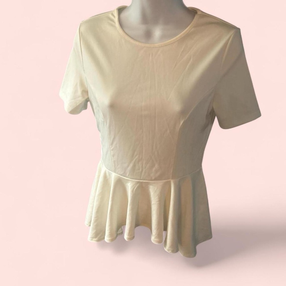 Women's Cream Peplum Top